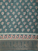 Teal Green Floral Printed Design Chiffon Casual Saree with Zari Border