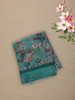 Teal Green Floral Printed Design Chiffon Saree