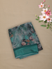 Teal Green Floral Printed Design Chiffon Saree