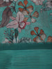 Teal Green Floral Printed Design Chiffon Saree