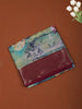 Teal Green Floral Printed Design Chiffon Saree with Contrast Zari Border