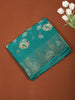 Teal Green Floral Printed Design Chiffon Saree with Paisley Zari Border