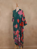 Teal Green Floral Printed Design Crepe Straight Cut Salwar Suit