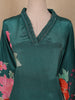 Teal Green Floral Printed Design Crepe Straight Cut Salwar Suit