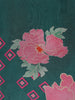 Teal Green Floral Printed Design Crepe Straight Cut Salwar Suit