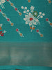 Teal Green Floral Printed Design Mixed Silk Cotton Fancy Saree with Zari Border