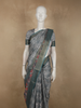 Teal Green Floral Printed Design Semi Tussar Saree