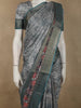 Teal Green Floral Printed Design Semi Tussar Saree