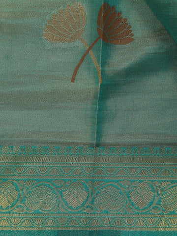 Teal Green Floral Printed Georgette Saree - Diadem