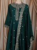 Teal Green Floral Sequins Embroidered Design Silk Anarkali Salwar Suit with Designer Dupatta