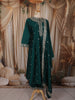 Teal Green Floral Sequins Embroidered Design Silk Anarkali Salwar Suit with Designer Dupatta