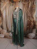 Teal Green Floral Sequins and Zari Embroidered Design Semi Silk Palazzo Suit with Over Coat