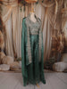 Teal Green Floral Sequins and Zari Embroidered Design Semi Silk Palazzo Suit with Over Coat