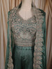 Teal Green Floral Sequins and Zari Embroidered Design Semi Silk Palazzo Suit with Over Coat
