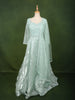 Teal Green Floral Vine Sequins and Thread Embroidered Design Organza Gown with Matching Dupatta