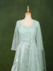 Teal Green Floral Vine Sequins and Thread Embroidered Design Organza Gown with Matching Dupatta