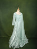 Teal Green Floral Vine Sequins and Thread Embroidered Design Organza Gown with Matching Dupatta