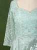 Teal Green Floral Vine Sequins and Thread Embroidered Design Organza Gown with Matching Dupatta