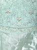 Teal Green Floral Vine Sequins and Thread Embroidered Design Organza Gown with Matching Dupatta
