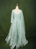 Teal Green Floral Vine Sequins and Thread Embroidered Design Organza Gown with Matching Dupatta