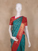 Teal Green Floral Woven Design Pure Kanchipuram Silk Saree with Contrast Pink Zari Border