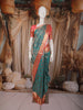 Teal Green Floral Woven Pure Kanchipuram Silk Saree with Zari Border