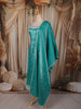 Teal Green Floral Zari Embroidered Design Organza Anarkali Salwar Suit with Dupatta