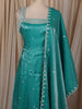 Teal Green Floral Zari Embroidered Design Organza Anarkali Salwar Suit with Dupatta