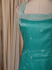 Teal Green Floral Zari Embroidered Design Organza Anarkali Salwar Suit with Dupatta