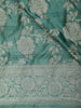Teal Green Floral Zari Woven Design Pure Banarasi Silk Saree with Zari Border