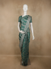 Teal Green Floral Zari Woven Design Pure Banarasi Silk Saree with Zari Border