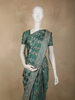 Teal Green Floral Zari Woven Design Pure Banarasi Silk Saree with Zari Border
