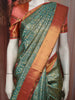 Teal Green Floral Zari Woven Design Pure Kanchipuram Silk Saree with Contrast Zari Border