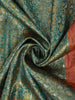 Teal Green Floral Zari Woven Design Pure Kanchipuram Silk Saree with Contrast Zari Border