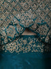 Teal Green Floral Zari and Stone Embroidered Design Organza Skirt Top With Over Coat