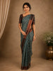 Teal Green Geometric Design Tussar Silk Saree