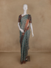 Teal Green Geometric Design Tussar Silk Saree