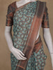 Teal Green Geometric Design Tussar Silk Saree