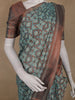Teal Green Geometric Design Tussar Silk Saree