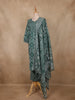 Teal Green  Geometric Printed Design Cotton Straight Cut Salwar Suit