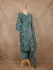 Teal Green  Geometric Printed Design Cotton Straight Cut Salwar Suit