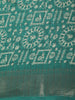 Teal Green Geometric Printed Design Mixed Silk Cotton Fancy Sare