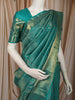 Teal Green Geometric Zari Woven Design Pure Kanchipuram Silk Saree with Matching Zari Border