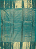 Teal Green Geometric Zari Woven Design Pure Kanchipuram Silk Saree with Matching Zari Border