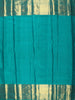 Teal Green Geometric Zari Woven Design Pure Kanchipuram Silk Saree with Matching Zari Border