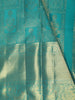 Teal Green Geometric Zari Woven Design Pure Kanchipuram Silk Saree with Matching Zari Border