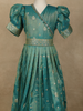 Teal Green Gold Butta Woven Design Banarasi Party Wear Kids Gown