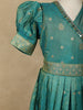 Teal Green Gold Butta Woven Design Banarasi Party Wear Kids Gown