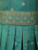 Teal Green Gold Butta Woven Design Banarasi Party Wear Kids Gown