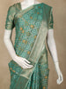 Teal Green Ikat-Style Woven Design Silk Cotton Saree with Gold Zari Border